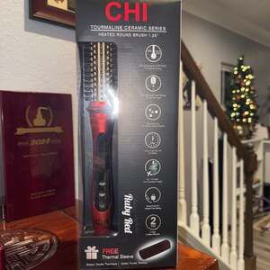 NEW CHI 1.25" Tourmaline Ceramic Heated Round Brush - Ruby Red